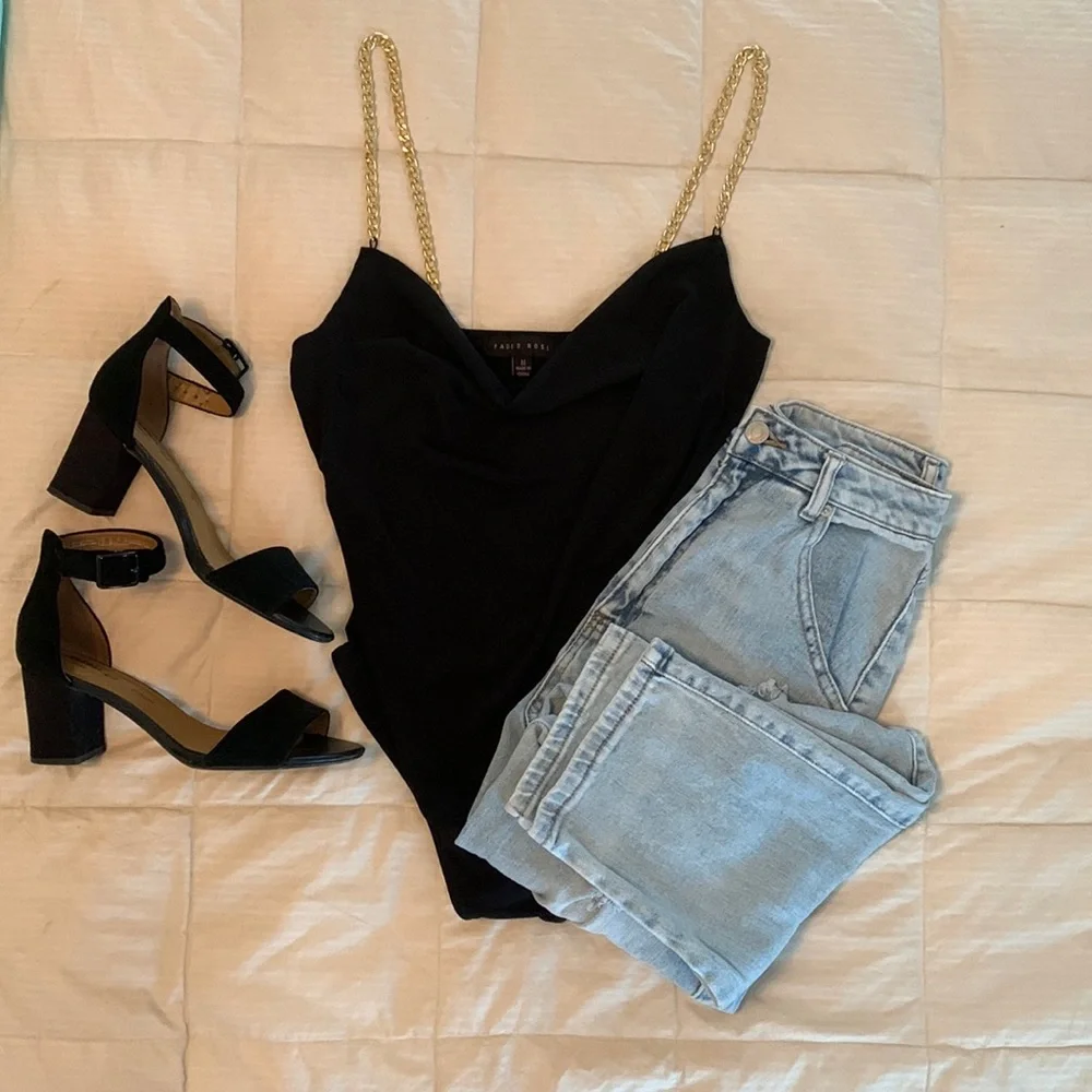 Black Chain-Strap Bodysuit